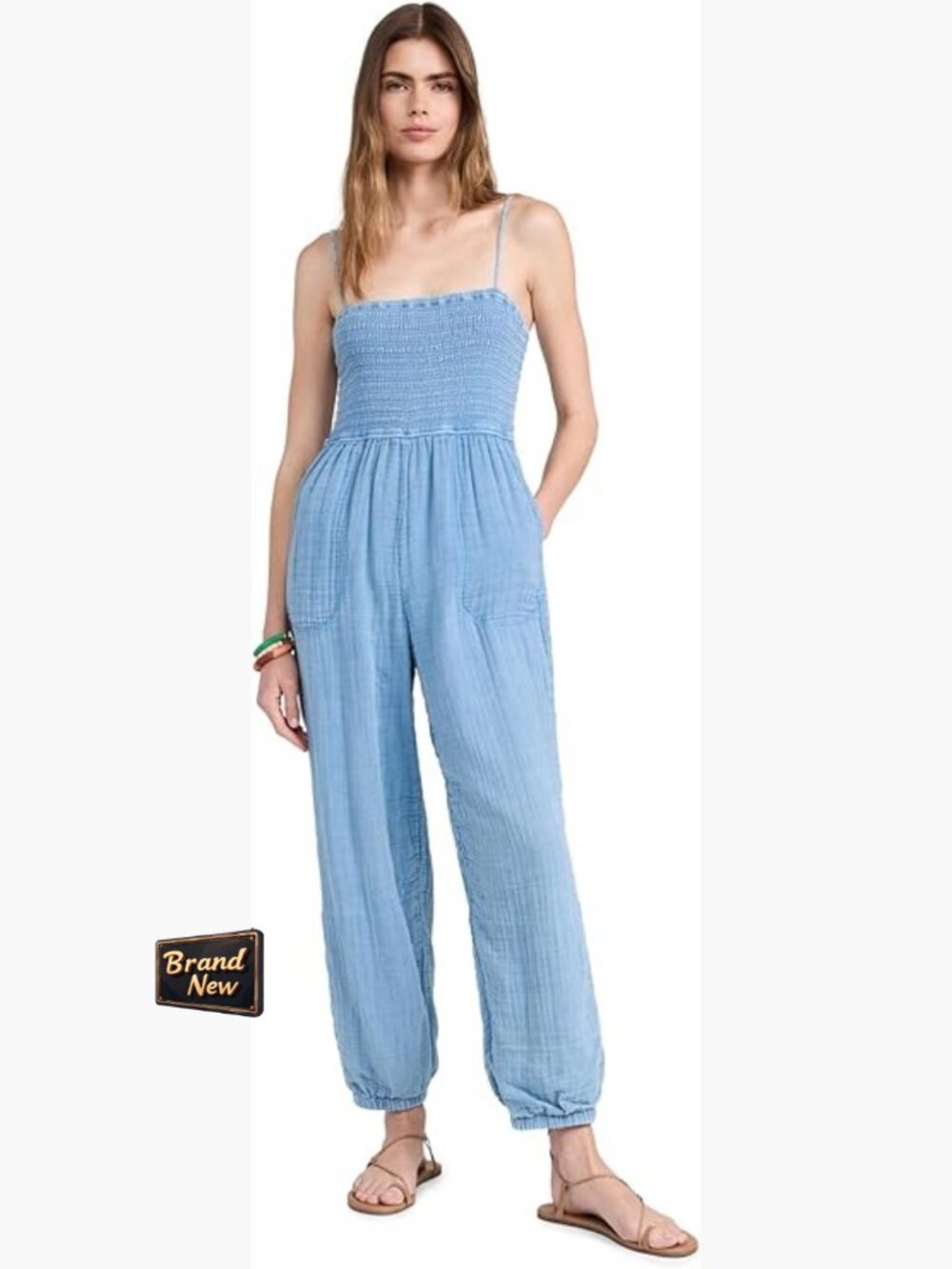 Xs Cotton Jumpsuit With Adjustable Straps And Pockets